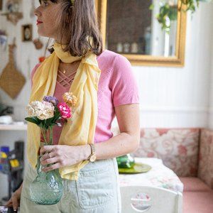 Amazing pastel yellow delicate scarf / pachmina